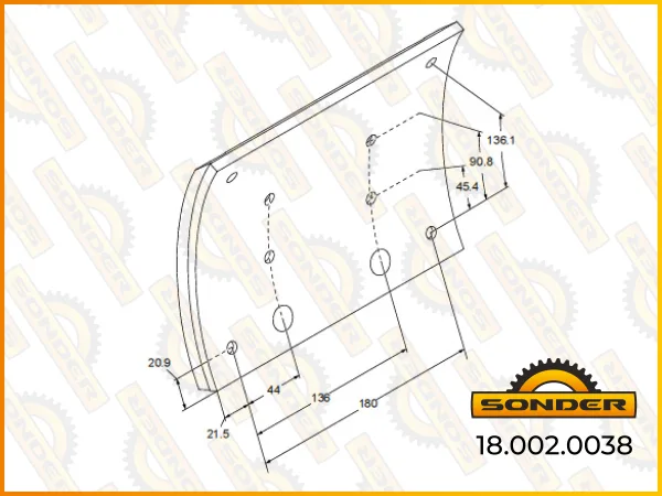Накладки тормозные барабанного тормоза Sonder 18.002.0038 WVA 19496-1, 223 мм, 1 ремонт