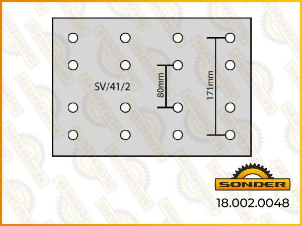 Накладки тормозные барабанные Sonder 18.002.0048, WVA 19932, 1-й ремонт, 4 шт с заклёпками
