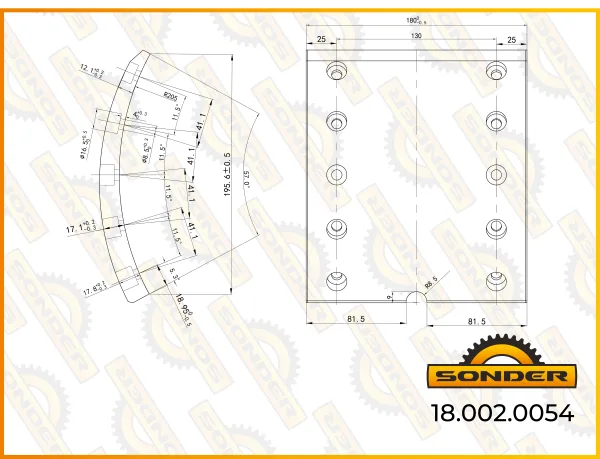 Тормозные накладки Sonder 18.002.0054 для Renault Magnum, комплект 8 шт.