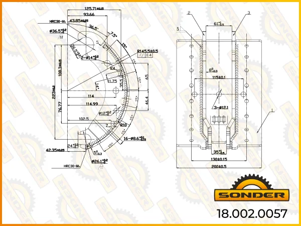 Колодка тормозная барабанного тормоза BPW 300×200 с роликом Sonder 18.002.0057