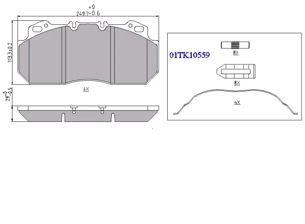 Колодки тормозные дисковые Sonder 18.002.0082, 249,6×114,2×28 мм, WVA 29090