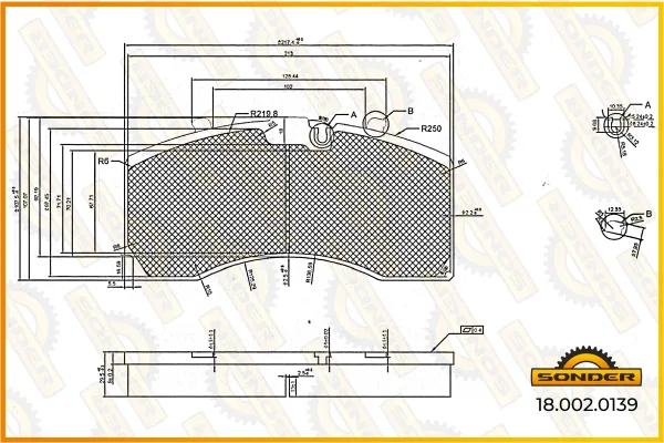 Тормозные колодки Sonder 18.002.0139 для DongFeng, комплект 4 шт.